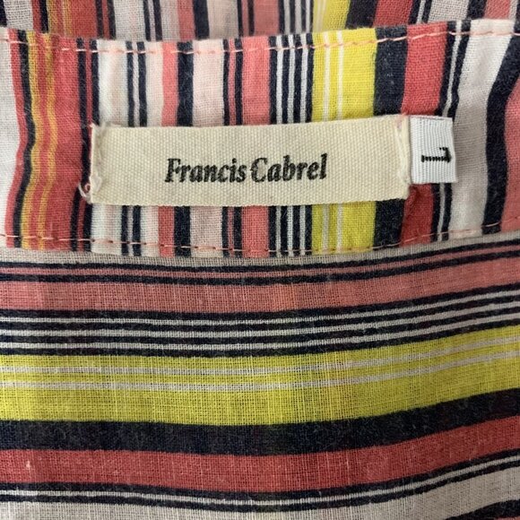 Francis Cabrel Shirt Top Large Stripe 34 Sleeve Boho Popover Retro - Picture 5 of 5